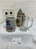 Vtg Hamm's Waldech Stemmed Glasses, Stein, Mugs