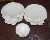 Collection of Clam Shell Plates & Salt Dishes