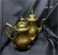 (2) Brass tea pots