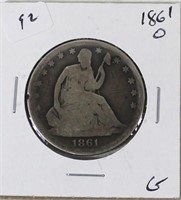 1861 O SEATED HALF DOLLAR   G