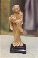 Carved Boxwood Chinese Lady on Stand