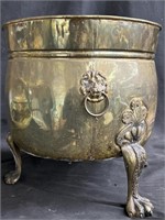 Vintage brass Jardiniere planter with lion heads