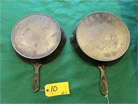 2-Erie Cast Iron Skillets w/ fire rings