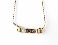 14K Yellow Gold White and Brown Diamond Necklace