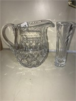 Crystal pitcher and vase