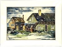 Charles Wiley Signed Watercolor Painting Matted