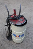 MOBIL OIL BARREL WITH PUMP AND CART