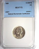 1959 Nickel MS67 FS LISTS FOR $4750