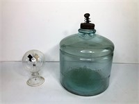 Glass Kerosene Jug & Vintage Heat Indicator