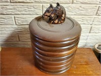 Wooden covered jar