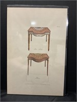 Vintage Fancy tables Hand Colored Print