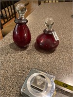 Ruby Red and Crystal decanters/. Bottles