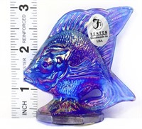 Fenton miniature blue carnival fish