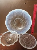 Three Pieces of Vintage Hobnail Glass Dishes