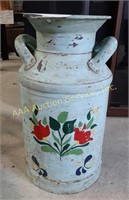 Rustic decorative painted milk can- 19.5" tall.