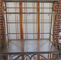 Iron Bakers Rack with Glass Shelves