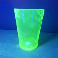 Etched Uranium Glass Ice Bucket
