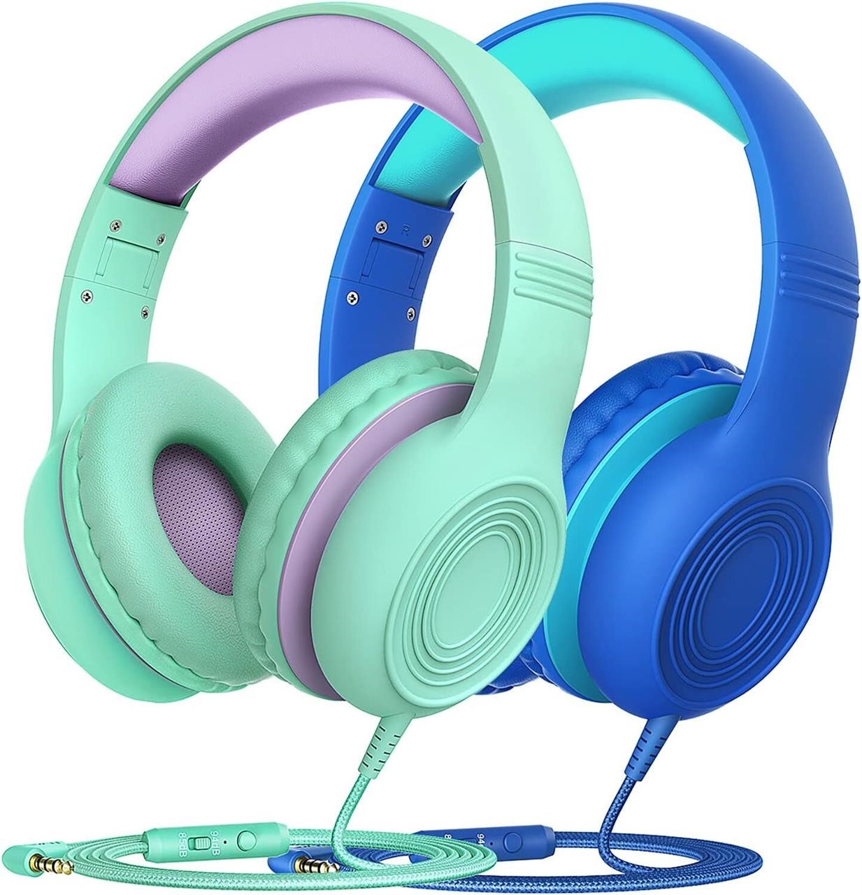 2-Pack Kids Headphones  Blue Green (MTC402)