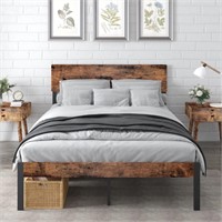 QUEEN 14in Bilily Bed Frame with Wood Headboard