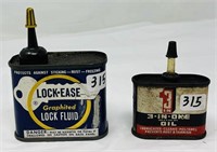 2 Vintage Oil Tins Lock Ease & 3 In 1