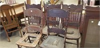 5 oak pressed back chairs 3 and 2