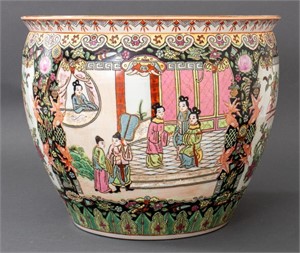 Chinese Famille Noir Porcelain Tree Pot Fish Bowl