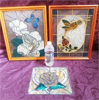 3 fake stained glass pictures