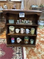 Nice real wood shelf and contents