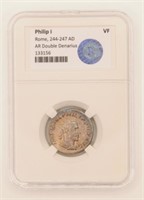 Philip I AR Double Denarius Ancient Roman Coin
