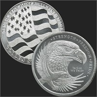 1/10oz .999 Silver GSM Eagle / American Flag Round