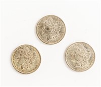 Coin 3 Morgan Silver Dollars Extra Fine & AU