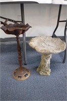 1 Metal & 1 Concrete Bird Baths