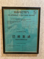 Framed Building Inspection Certificate City of