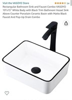 Rectangular bathroom sink and faucet combo
