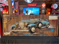 5ft x 2ft Wooden Classic Car Wall Art
