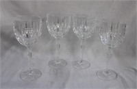 4 signed Waterford Crystal wine glasses 8.5"H