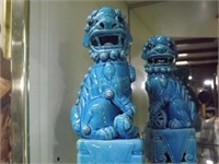 2 Chinese Foo Dogs In Blue