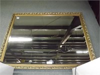 Rectangular Beveled Glass Wall Mirror In Gold Fram