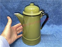 Vtg green enamelware coffee pot