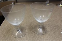 Set of 2 Etched Glass Goblets