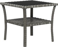 Outsunny Rattan Side Table  Outdoor End Table with