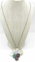SILVER TONE ABSTRACT NECKLACE W/ STONE INSERTS