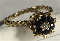 14k Gold, Diamond & Sapphire Ring