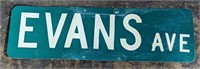 (N) street sign Evans Ave 6x20in