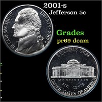 Proof 2001-s Jefferson Nickel 5c Grades GEM++ Proo
