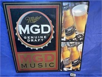 Metal Sign, Miller MGD Music, 32x32"