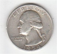 US 1954 D 90% Washington 1/4 Dollar