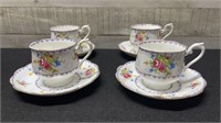 4 Royal Albert Petit Point Cups & Saucers