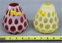 (Fenton?) Canberry & Yellow Wick Holders