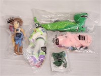 1995 Toy Story Burger King plush, Woody, Buzz, Rex